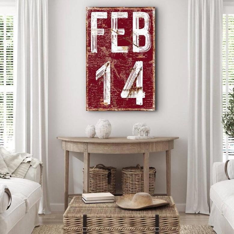 Rustic February 14 Valentine Metal Sign For Farmhouse Wall Art - Thoughtful Gift