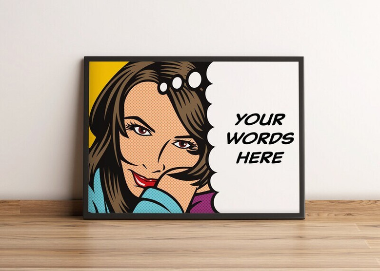 Personalized quote pop art canvas with bright pastel palette and custom message, playful gallery wall decor for entryway