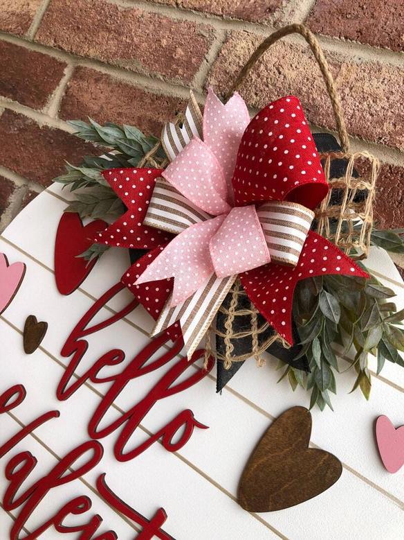 Personalized Valentine Wood Sign - Farmhouse Door Hanger For Front Porch Decor