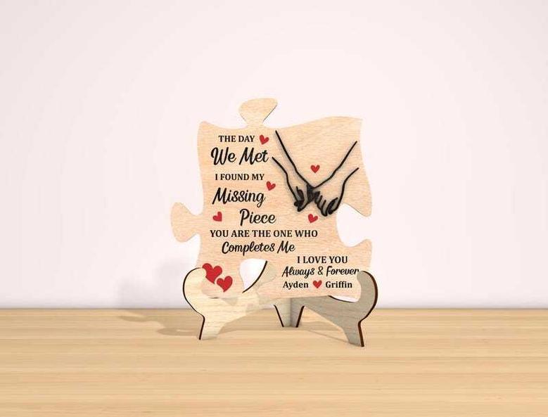 Personalized Valentine's Puzzle Wood Sign For Romantic Anniversary Gifts