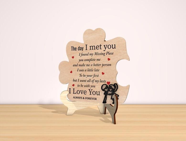 Personalized Valentine's Puzzle Wood Sign For Romantic Anniversary Gifts