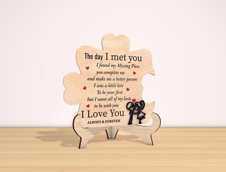 Personalized Valentine's Puzzle Wood Sign For Romantic Anniversary Gifts