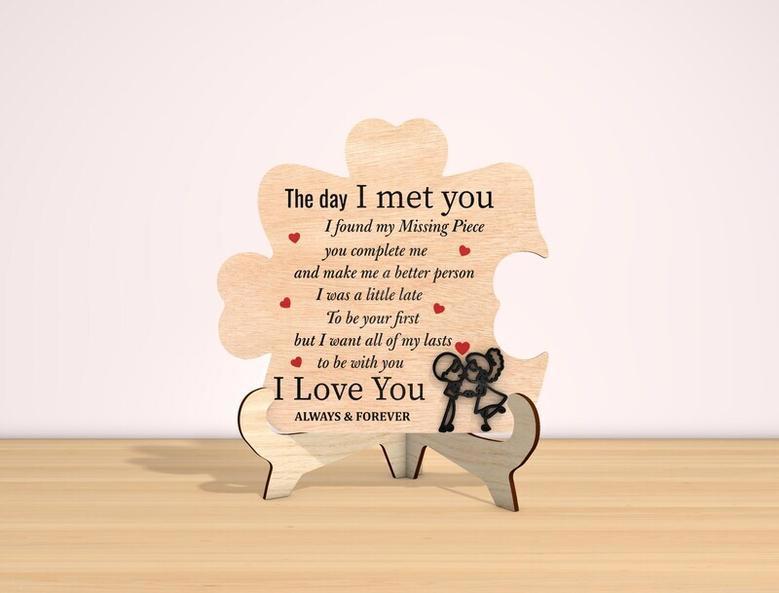 Personalized Valentine's Puzzle Wood Sign For Romantic Anniversary Gifts