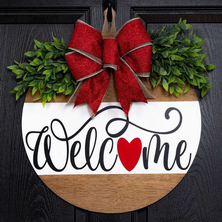 Valentine's Wood Sign Heart Theme - Door DéCor For Welcome & Love