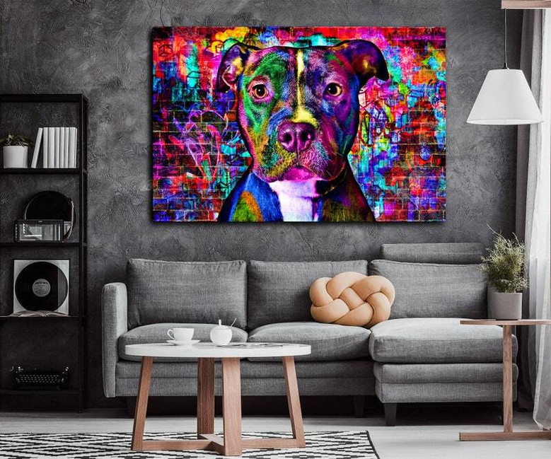 Vibrant Pit Bull Pop Art Canvas - Personalized Graffiti Wall Decor