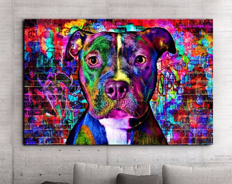 Vibrant Pit Bull Pop Art Canvas - Personalized Graffiti Wall Decor