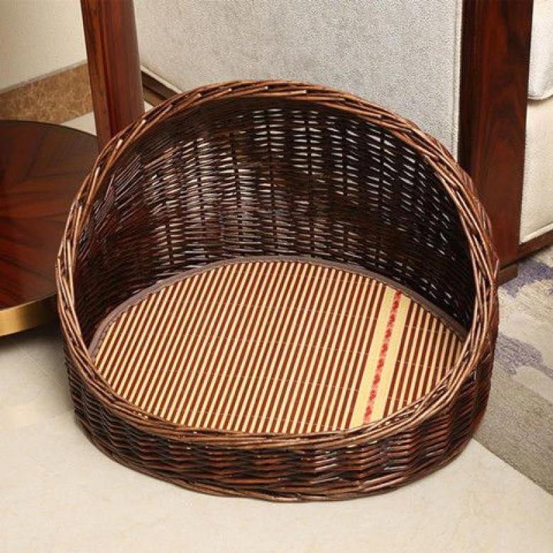 Handmade Wicker Pet House Christmas Basket - Cat Cave Dog Bed & Nest For Cats And Dogs