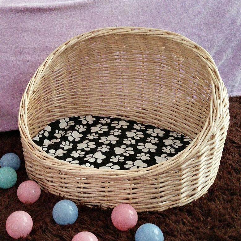 Handmade Wicker Pet House Christmas Basket - Cat Cave Dog Bed & Nest For Cats And Dogs