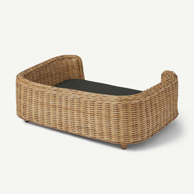 Elegant Natural Rattan Pet Bed - Woven Cat & Dog Bed, Rustic Wicker Basket