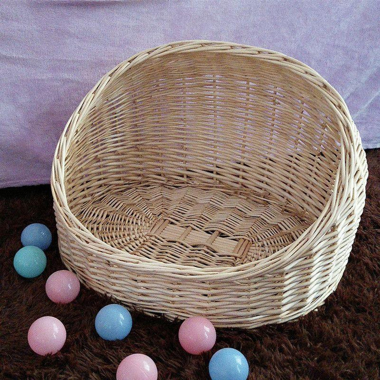 Handmade Wicker Pet House Christmas Basket - Cat Cave Dog Bed & Nest For Cats And Dogs