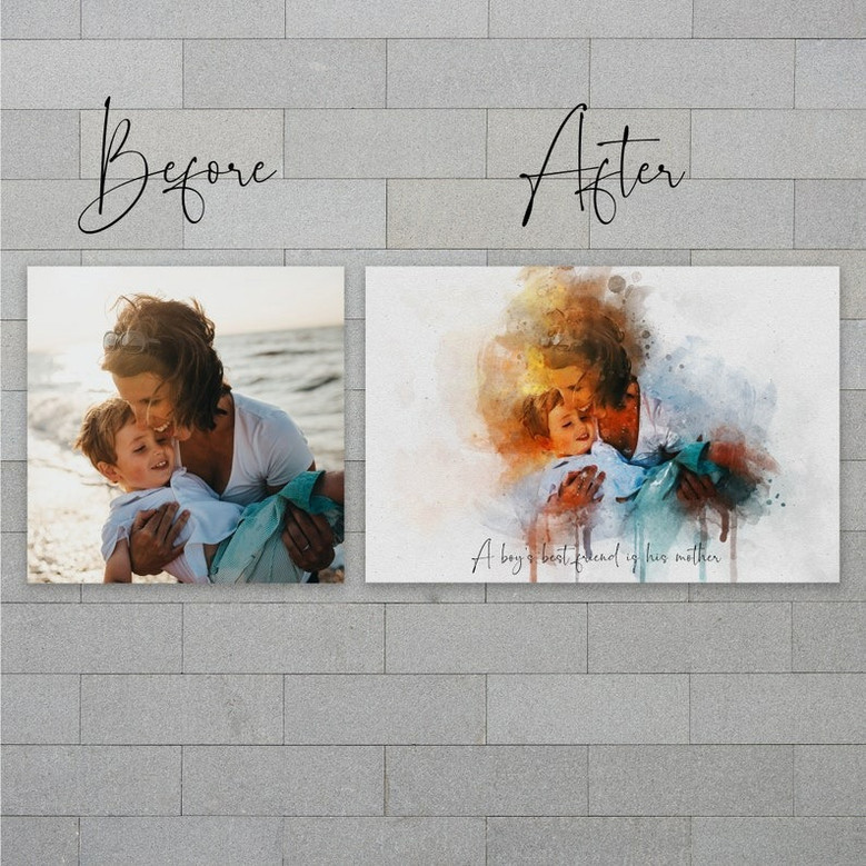 Custom Mother and Baby Watercolor Canvas - Personalized Gift for Mother's Day, Nursery Wall Art