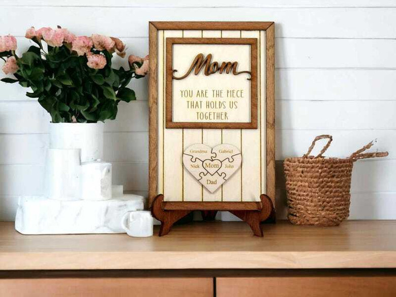 Customized Names Puzzle Wood Sign - Happy Mothers Day Signs - Special Gifts For Mom 