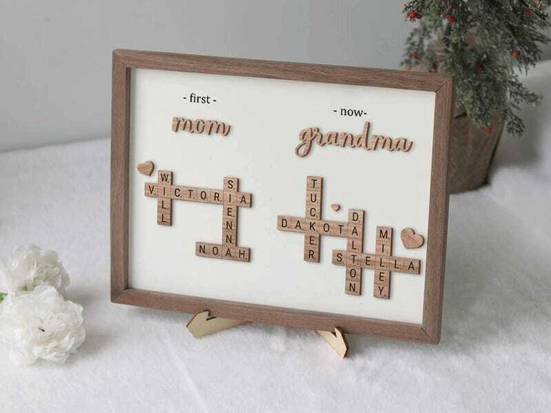 First Mom Now Grandma Wooden Sign For Mom Or Grandma - Custom Mother Gifts