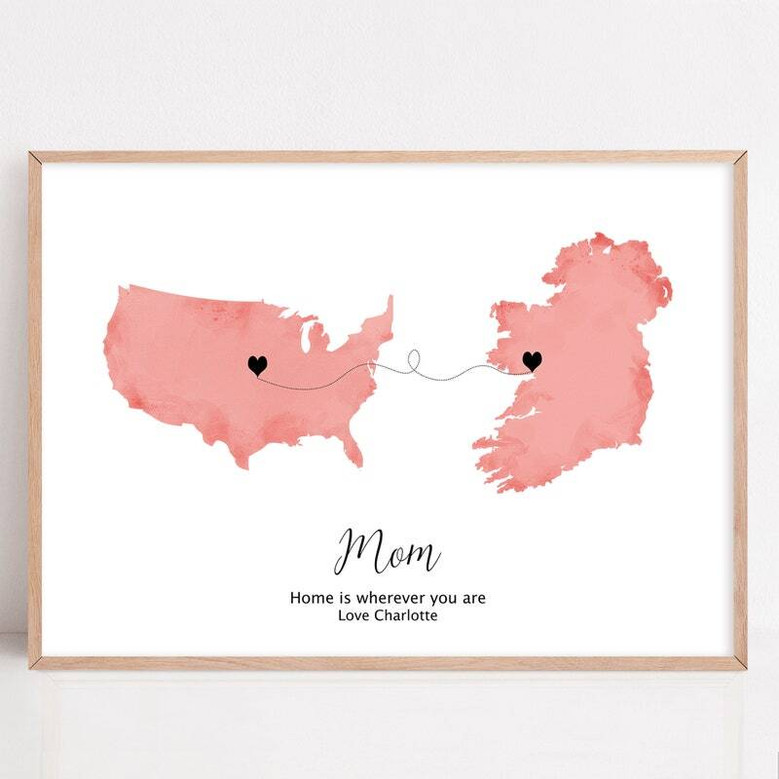 Long distance gift canvas for mom featuring a minimalist world map, heartfelt Mother's Day decor honoring connections afar Long distance gift canvas for mom featuring a minimalist world map, heartfelt Mother's Day decor honoring connections afar
