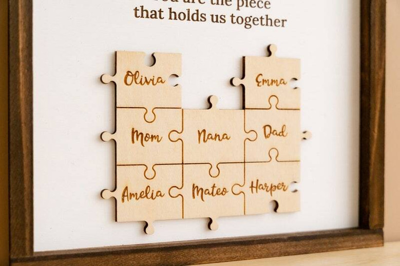 Heartfelt Mom Puzzle Wood Sign - Gift Ideas For Mother's Day Or Birthday