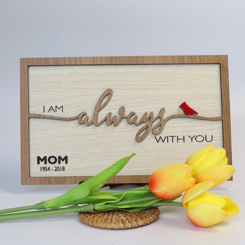 In Loving Memory Wood Sign For Loss Of Mom Cardinal Design Gift Decor