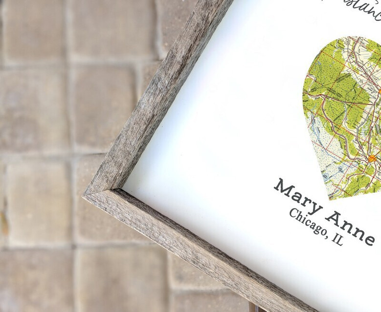 Personalized Long Distance Gift For Mom - Thoughtful Mother Day With Wood Heart Address Map Design