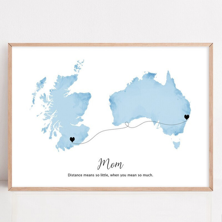 Thoughtful Long Distance Gift Canvas For Mom - Mother's Day World Map Design