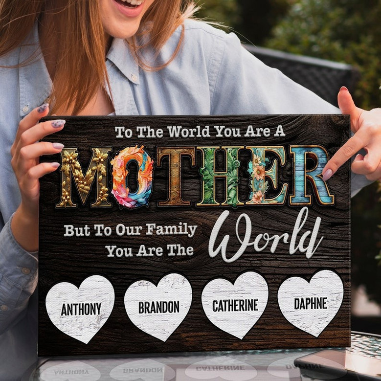 Custom Mommy To The World Canvas Wall Art - Personalized Mother's Day Gift