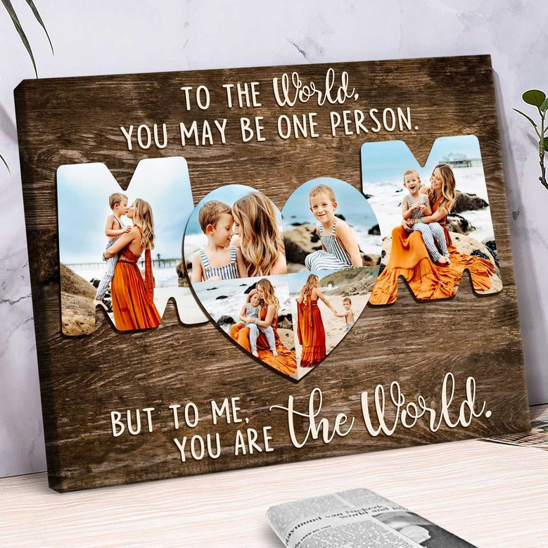 Mommy To The World Photo Collage Canvas - Mother's Day Gift From Daughter, Son, Or Husband