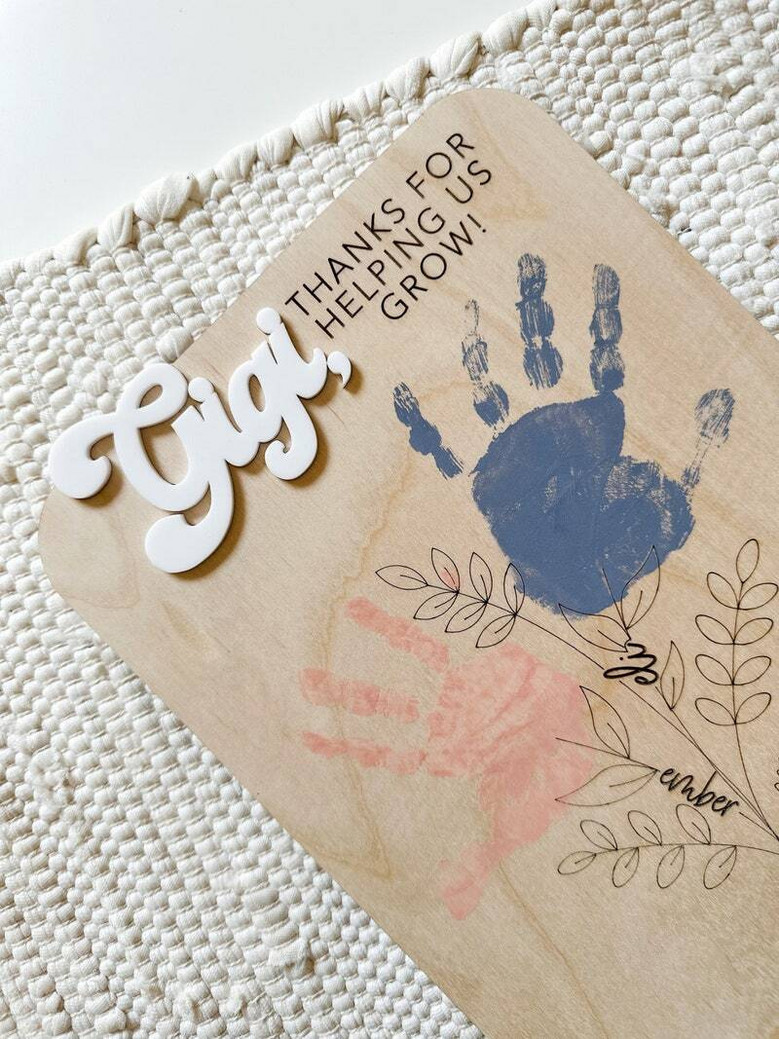 Personalized Mother's Day Wood Sign With Handprints For Mom And Grandma