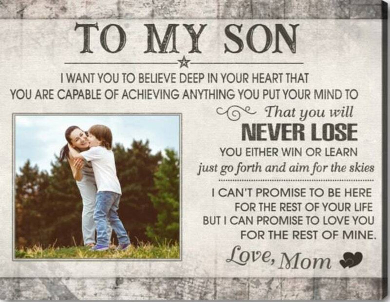 Personalized Mom And Son Canvas - Heartfelt Gift For Son From Mother - Rustic Home Decor