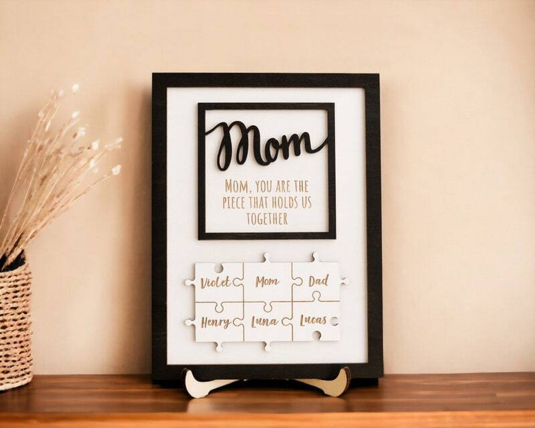 Personalized Mom Puzzle Wood Sign - Mother's Day Gift For Mom Or Grandma