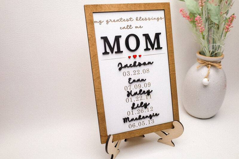 A Present For Mommy - Personalized Wood Sign - My Greatest Blessings Call Me Mom