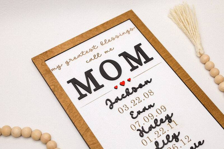 A Present For Mommy - Personalized Wood Sign - My Greatest Blessings Call Me Mom