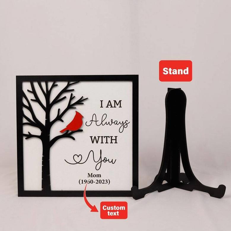 Sympathy Cardinal Personalized Wood Sign - Loss Of Mom Remembrance Gift