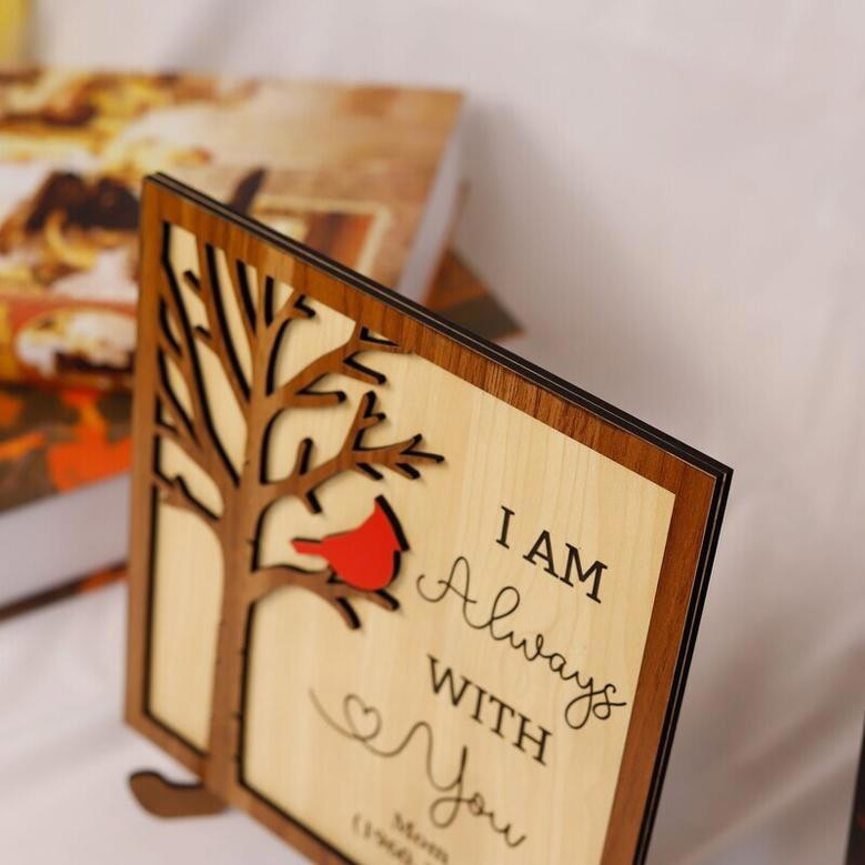 Sympathy Cardinal Personalized Wood Sign - Loss Of Mom Remembrance Gift