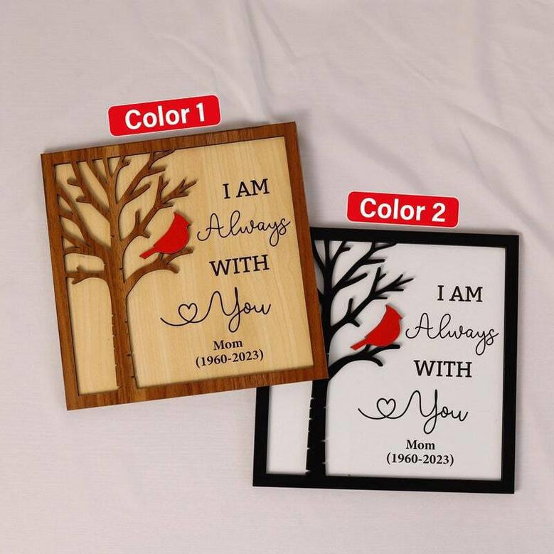 Sympathy Cardinal Personalized Wood Sign - Loss Of Mom Remembrance Gift