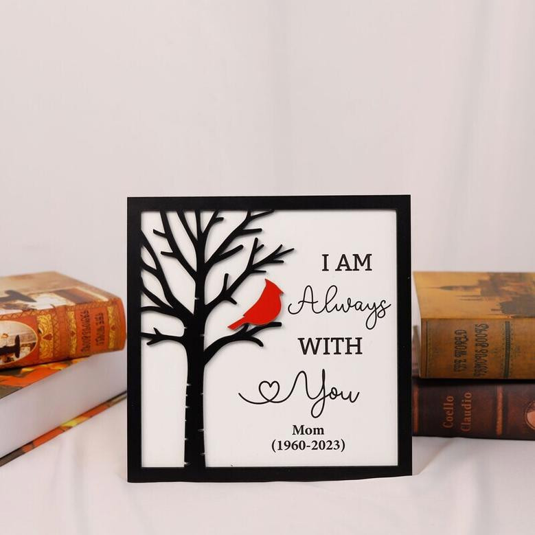 Sympathy Cardinal Personalized Wood Sign - Loss Of Mom Remembrance Gift