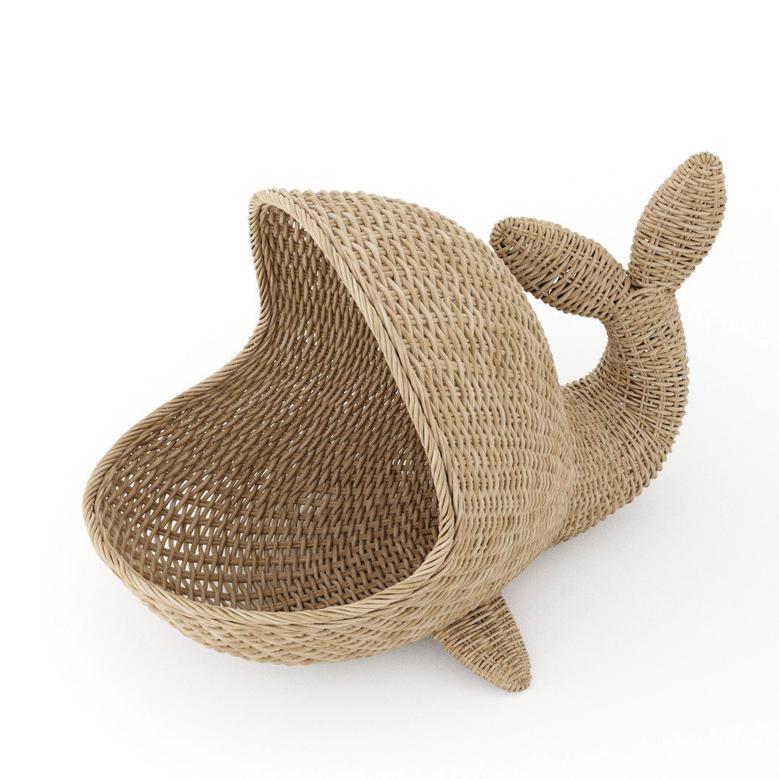 Adorable Whale Shaped Wicker Basket for Kids' Room