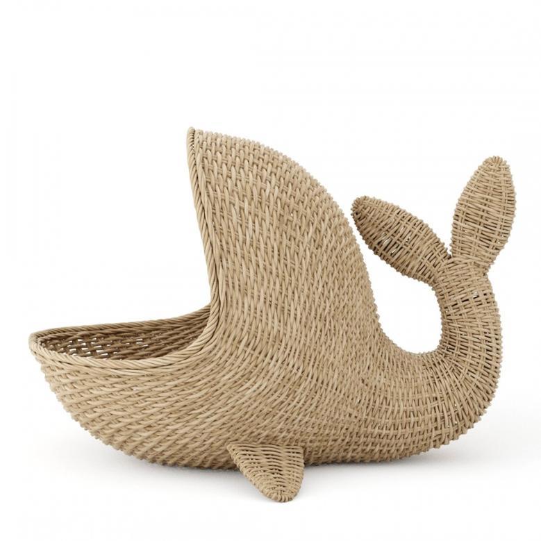 Adorable Whale Shaped Wicker Basket for Kids' Room