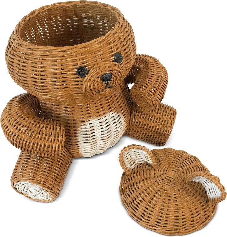 Animal Bear Wicker Basket for Nursery and Home Storage