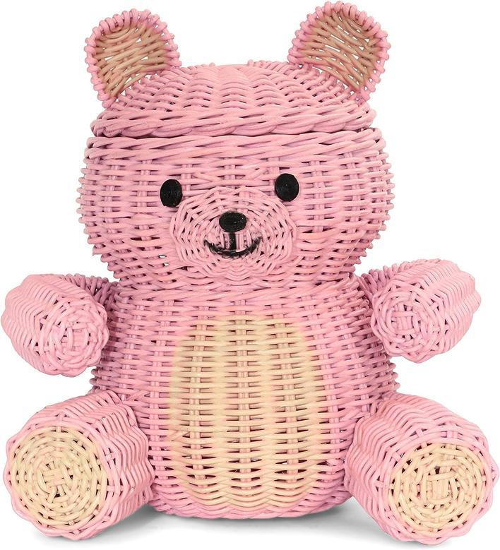 Animal Bear Wicker Basket for Nursery and Home Storage