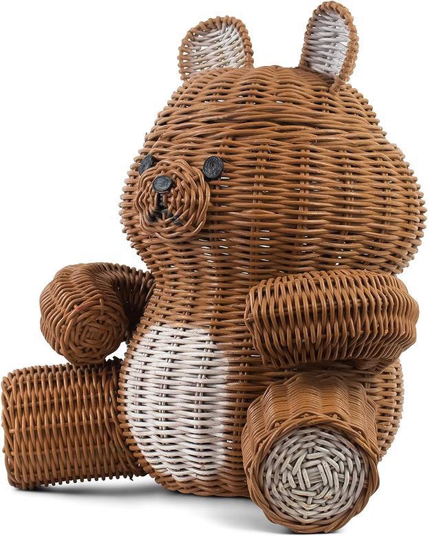 Animal Bear Wicker Basket for Nursery and Home Storage