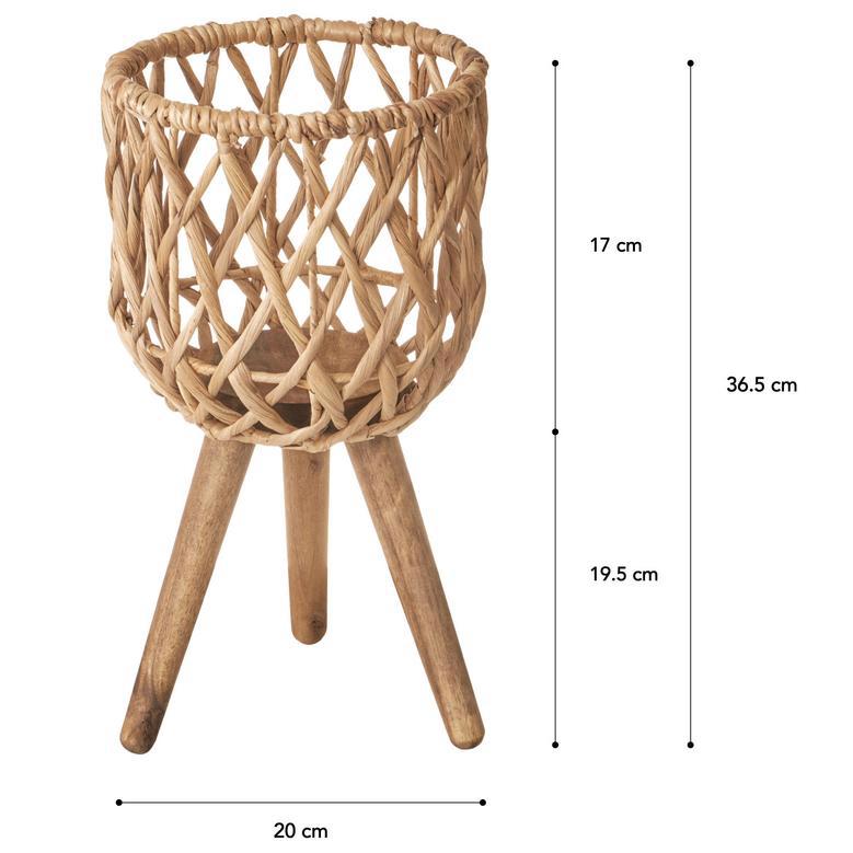 Bamboo Weave Water Hyacinth Planter Baskets with Wood Stands