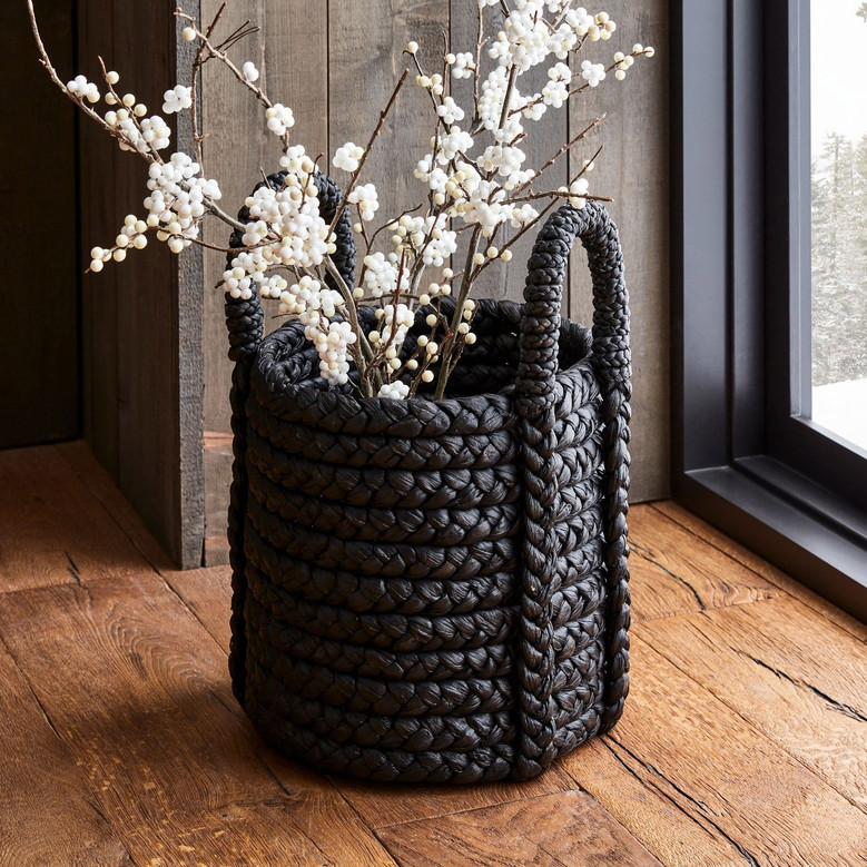 Black Wicker Storage Baskets for Home Organization