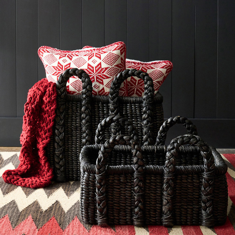 Black Wicker Storage Baskets for Home Organization