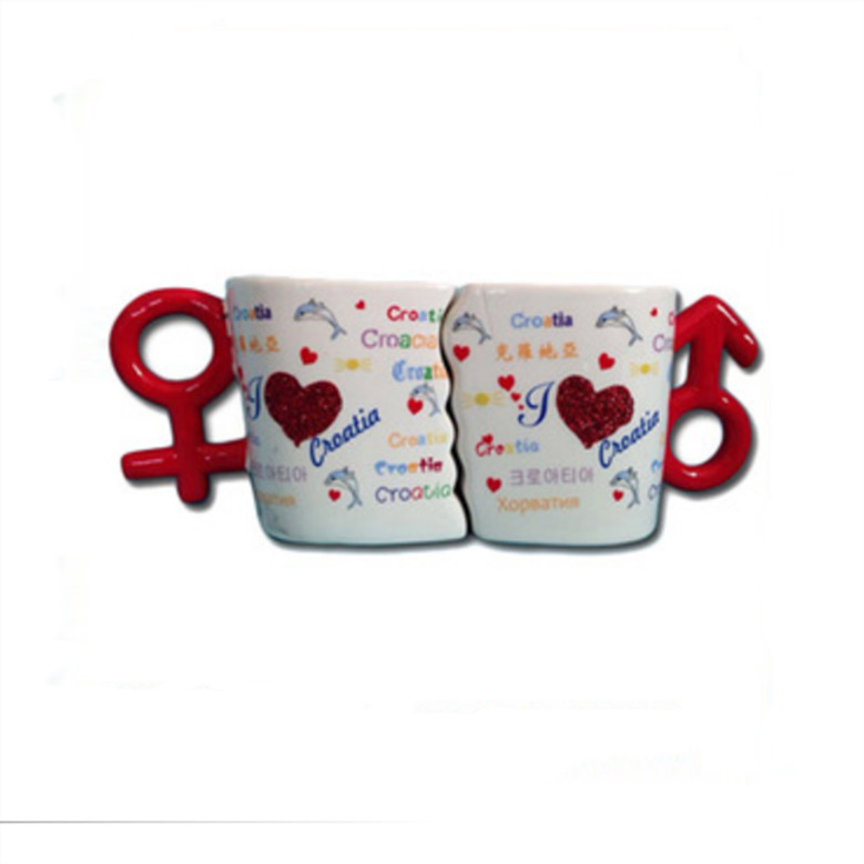 Ceramic Couple Mugs - Heart-Shaped Design for Valentine's