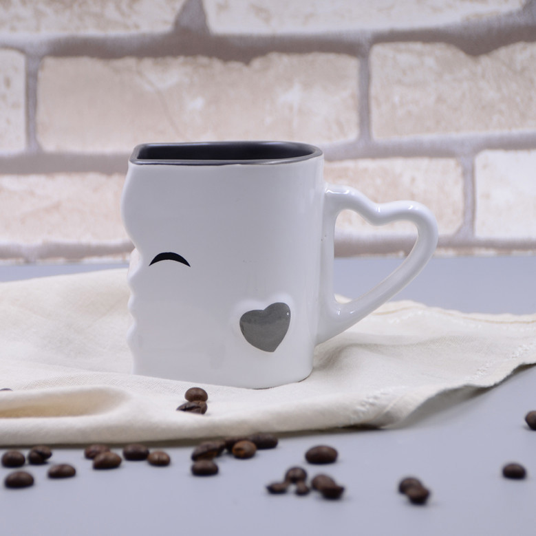 Ceramic Couple Mugs - Heart-Shaped Design for Valentine's