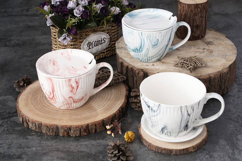 Ceramic Soup and Cereal Mug with Spoon Holder