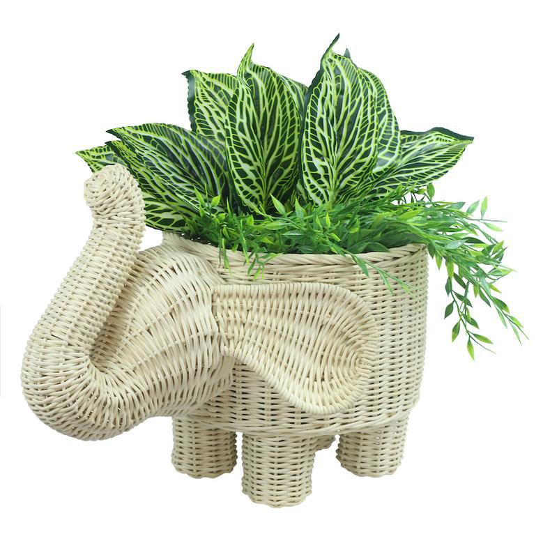 Charismatic Rattan Elephant Plant Pot Basket for Decor