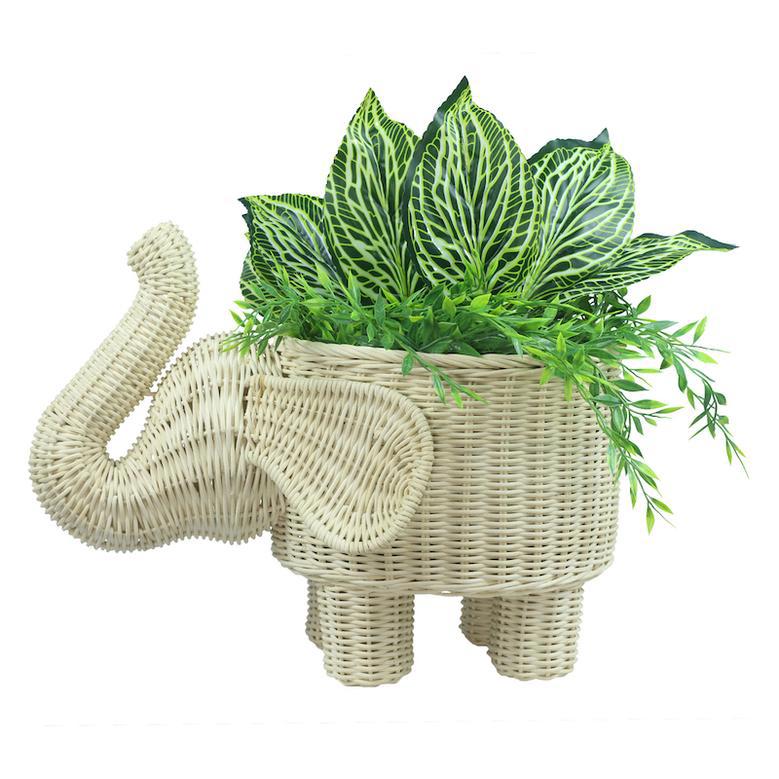 Charismatic Rattan Elephant Plant Pot Basket for Decor