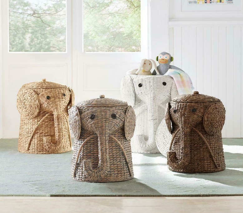 Charming Elephant Wicker Laundry Basket for Rustic Home Decor