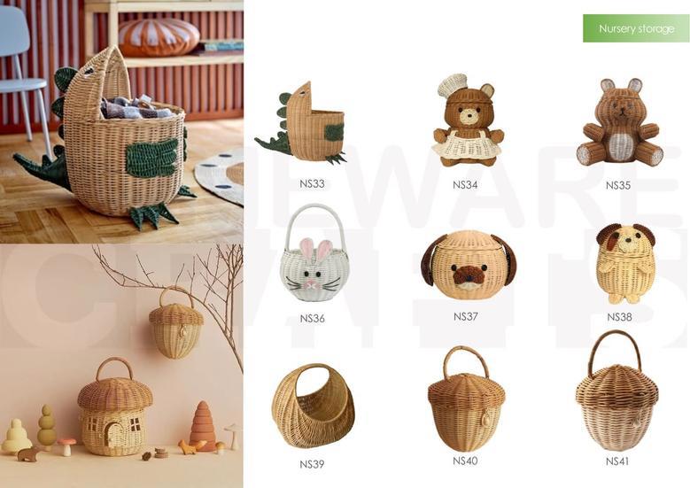 Charming Elephant Woven Bamboo Basket for Kids' Rooms