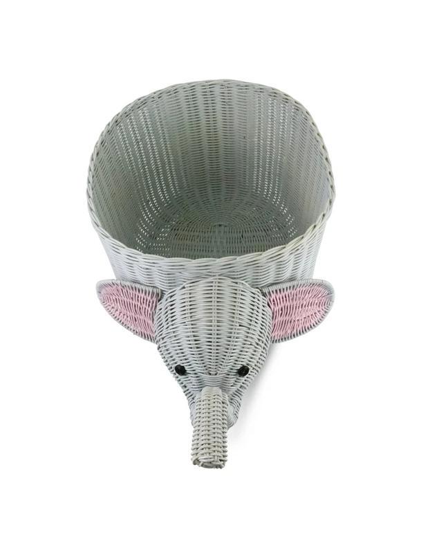 Charming Elephant Woven Bamboo Basket for Kids' Rooms