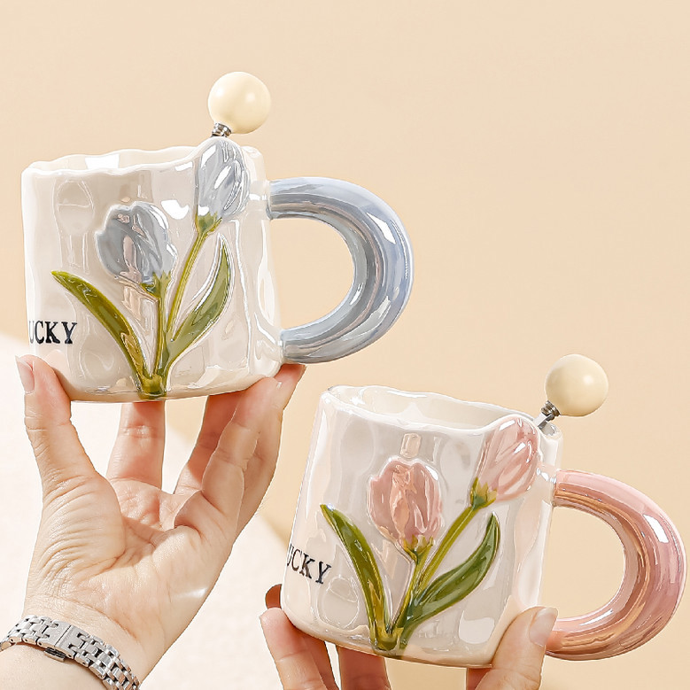 Charming Tulip Ceramic Mug for Women - Perfect Gift